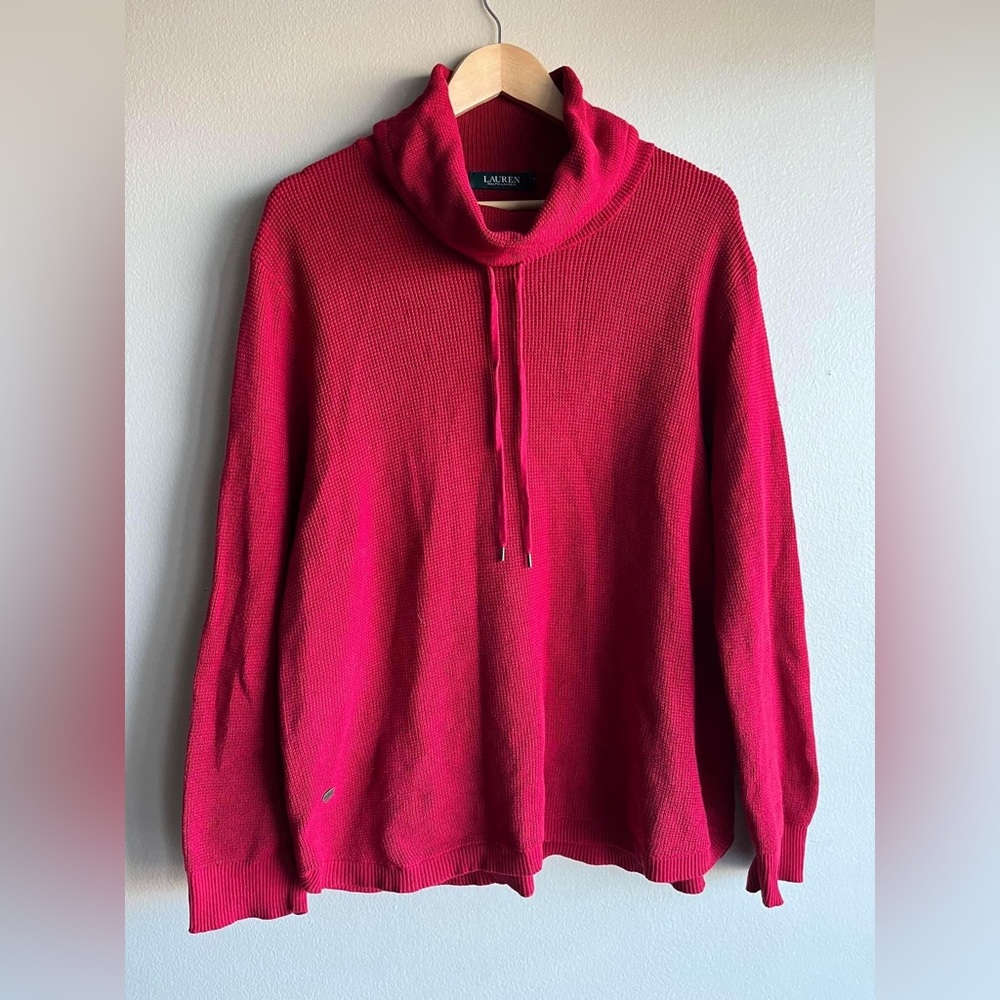 Lauren Ralph Lauren Women’s Turtle Neck Pullover Long Sleeve Red Sweater Sz 3XL